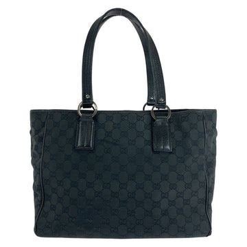 Gucci Black CS Canvas Leather Tote Bag