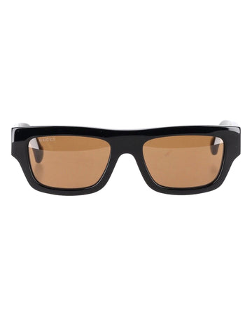Gucci VS1301S Rectangular-Frame Sunglasses in Black Acetate