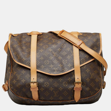 Brown Canvas Saumur 43 Shoulder Bag