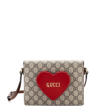 GUCCI Logo Heart Crossbody Bag GG Coated Canvas