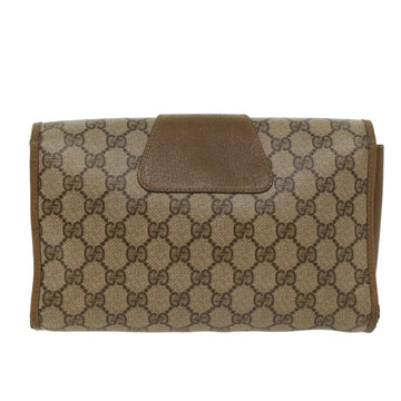 GUCCI VS Canvas Web Sherry Line Clutch Bag PVC Leather Beige Green  43092