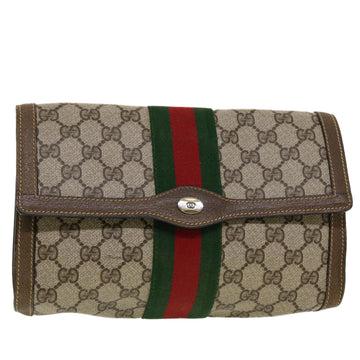 GUCCI VS Canvas Web Sherry Line Clutch Bag Beige Red Green  43902