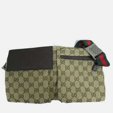 Brown Canvas GG Canvas Belt Bag