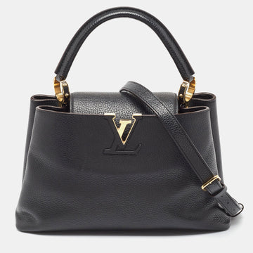 Black Leather Capucines MM Bag