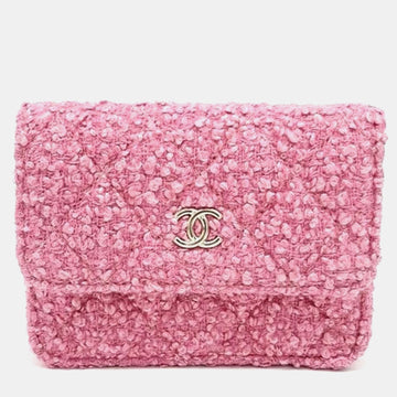 Pink Tweed Mini Chain Belt Bag