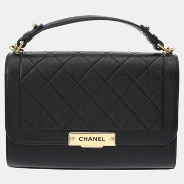 Black Calfskin Matelasse Chain Shoulder Bag