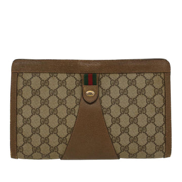 GUCCI VS Canvas Web Sherry Line Clutch Bag PVC Leather Beige Red  45600