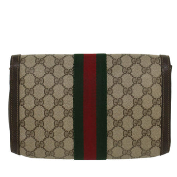 GUCCI VS Canvas Web Sherry Line Clutch Bag PVC Leather Beige Red  45601