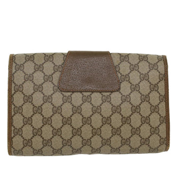 GUCCI VS Canvas Web Sherry Line Clutch Bag PVC Leather Beige Red  45602