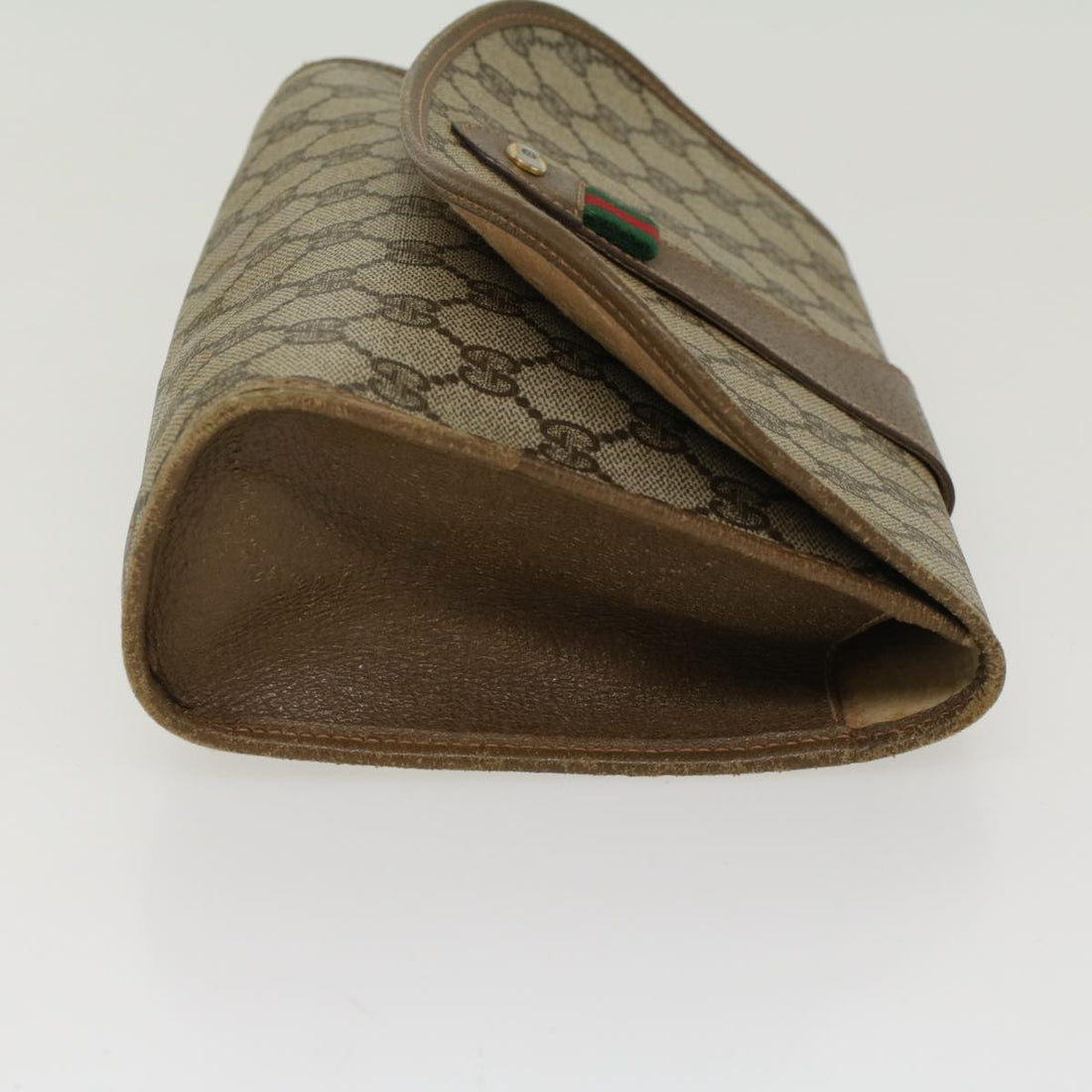 GUCCI VS Canvas Web Sherry Line Clutch Bag PVC Leather Beige Red  45602