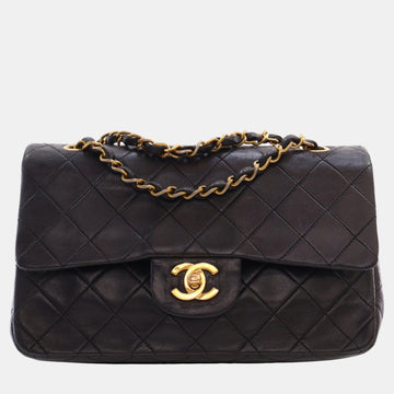 Black Small Classic Lambskin Double Flap