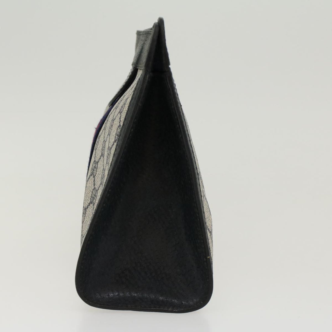 GUCCI VS Canvas Sherry Line Clutch Bag Gray Red Navy