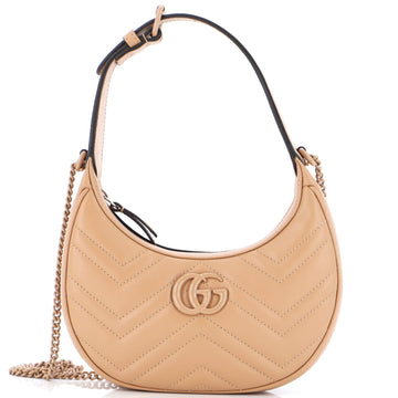 GUCCI GG Marmont Half Moon Hobo Leather Mini