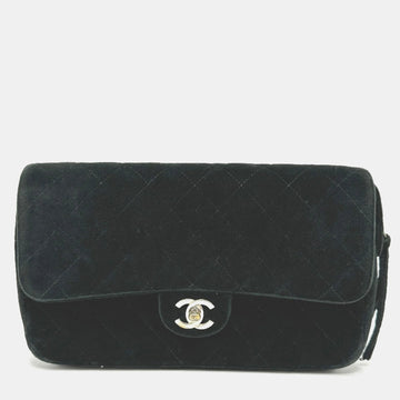 Black Velvet Matelasse Flap CC Chain Backpack