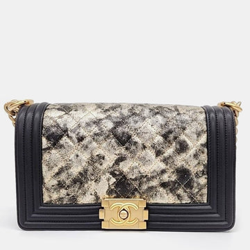 Black Leather Boy Medium Shoulder Bag