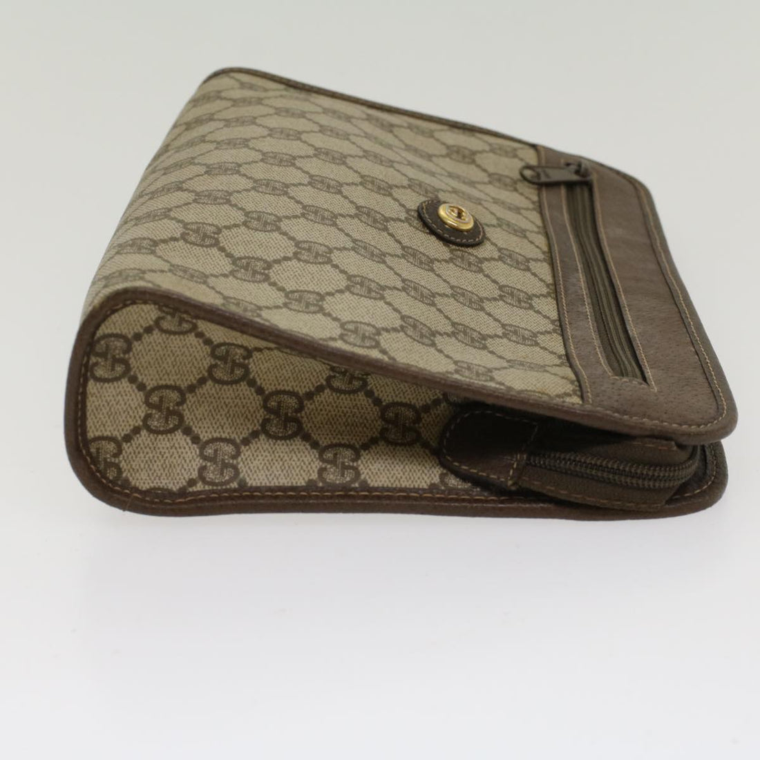 GUCCI VS Canvas Clutch Bag PVC Leather Beige 97.01.037  48147