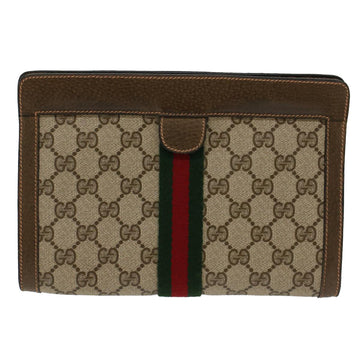 GUCCI VS Canvas Web Sherry Line Clutch Bag Beige Red Green 89.01.001  48199