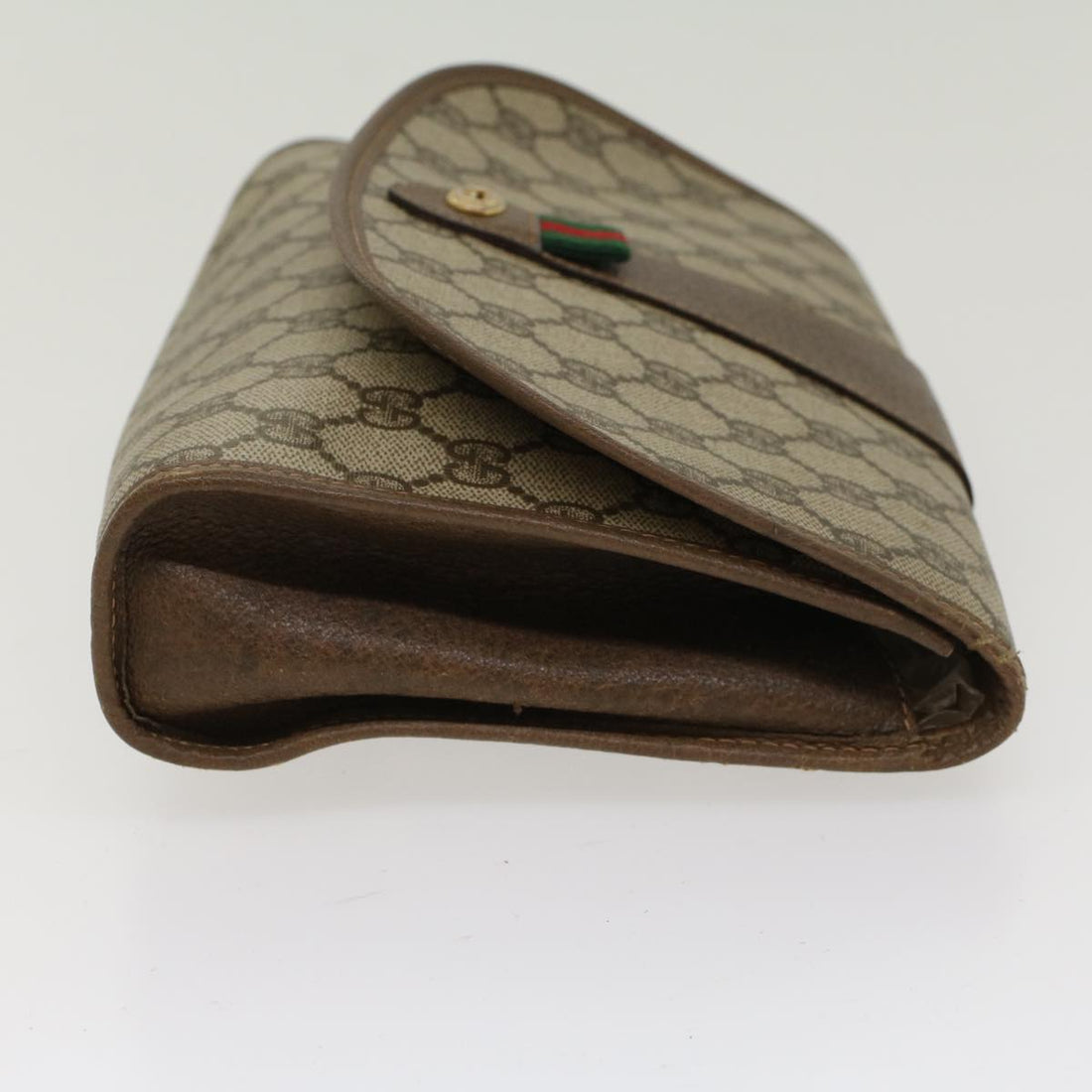 GUCCI VS Canvas Web Sherry Line Clutch Bag PVC Leather Beige Red  48450