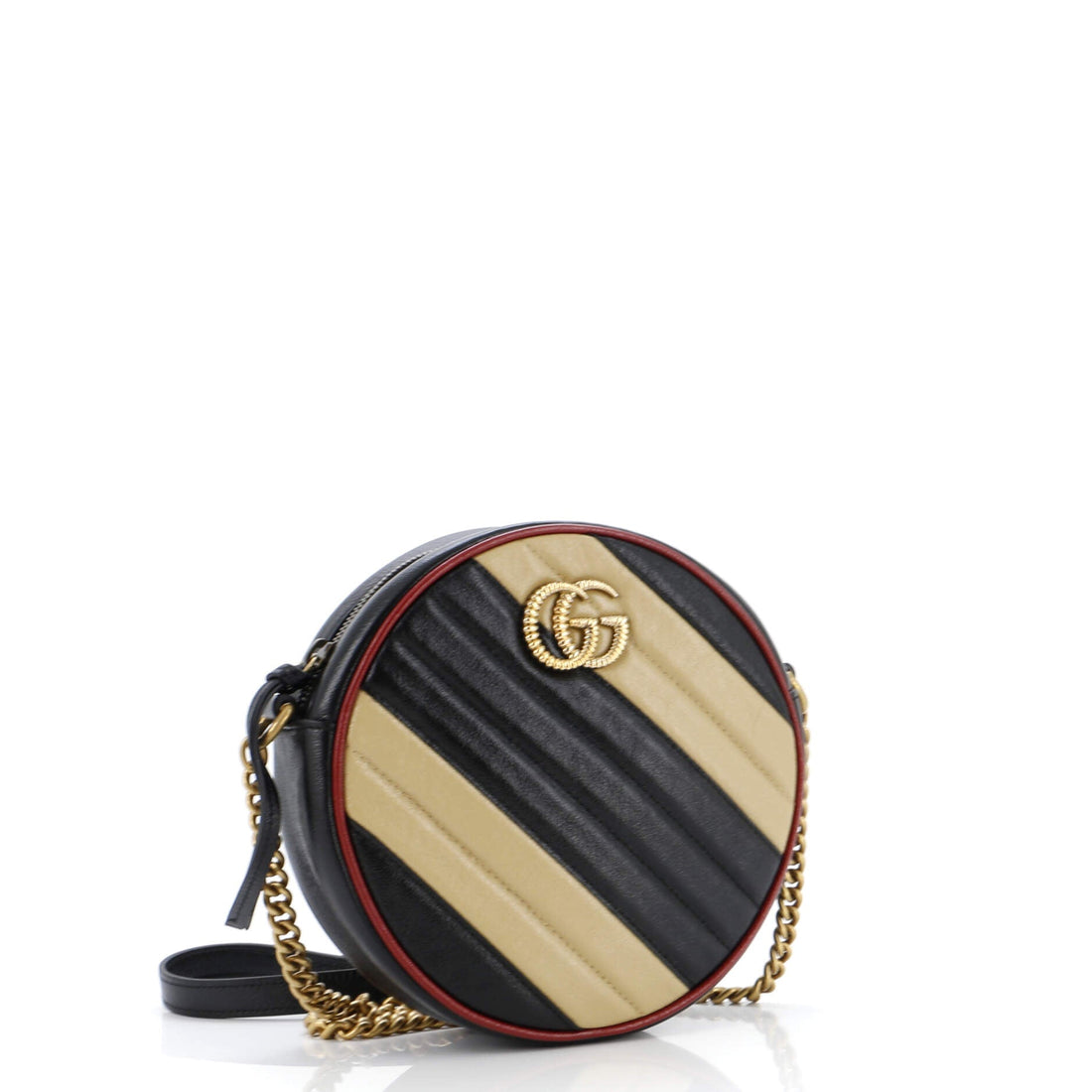 VS Marmont Round Shoulder Bag Diagonal Quilted Leather Mini