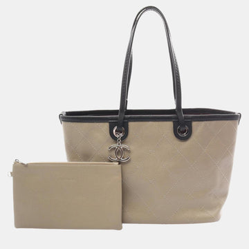 Beige Caviar Skin On the Road Tote Bag