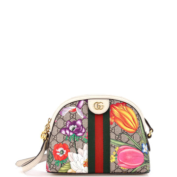 Ophidia Dome Shoulder Bag Flora VS Coated Canvas Small