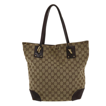 GUCCI VS Canvas Tote Bag Beige Dark Brown  49048