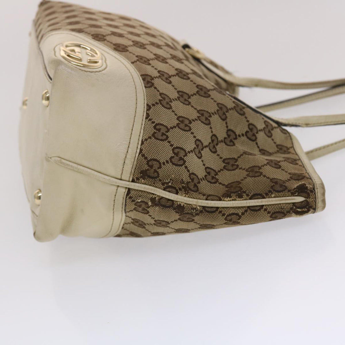 GUCCI VS Canvas Tote Bag Beige White  49053