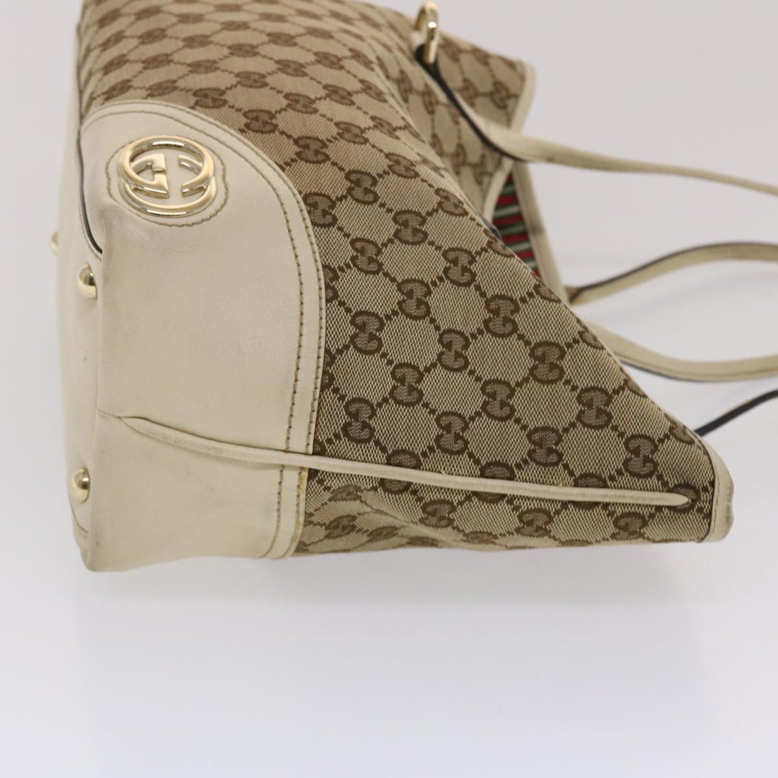 GUCCI VS Canvas Tote Bag Beige White  49055