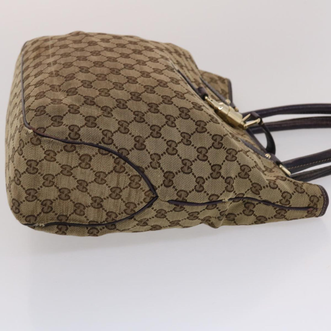GUCCI VS Canvas Jackie Tote Bag Beige Purple  49056