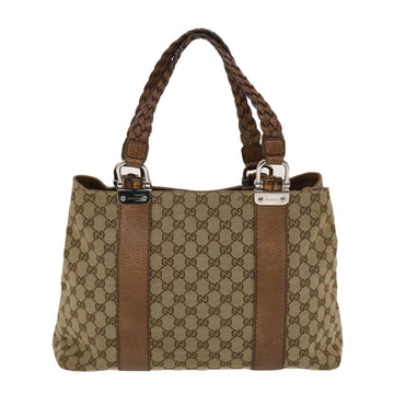 GUCCI VS Canvas Bamboo Tote Bag Beige Brown  49058