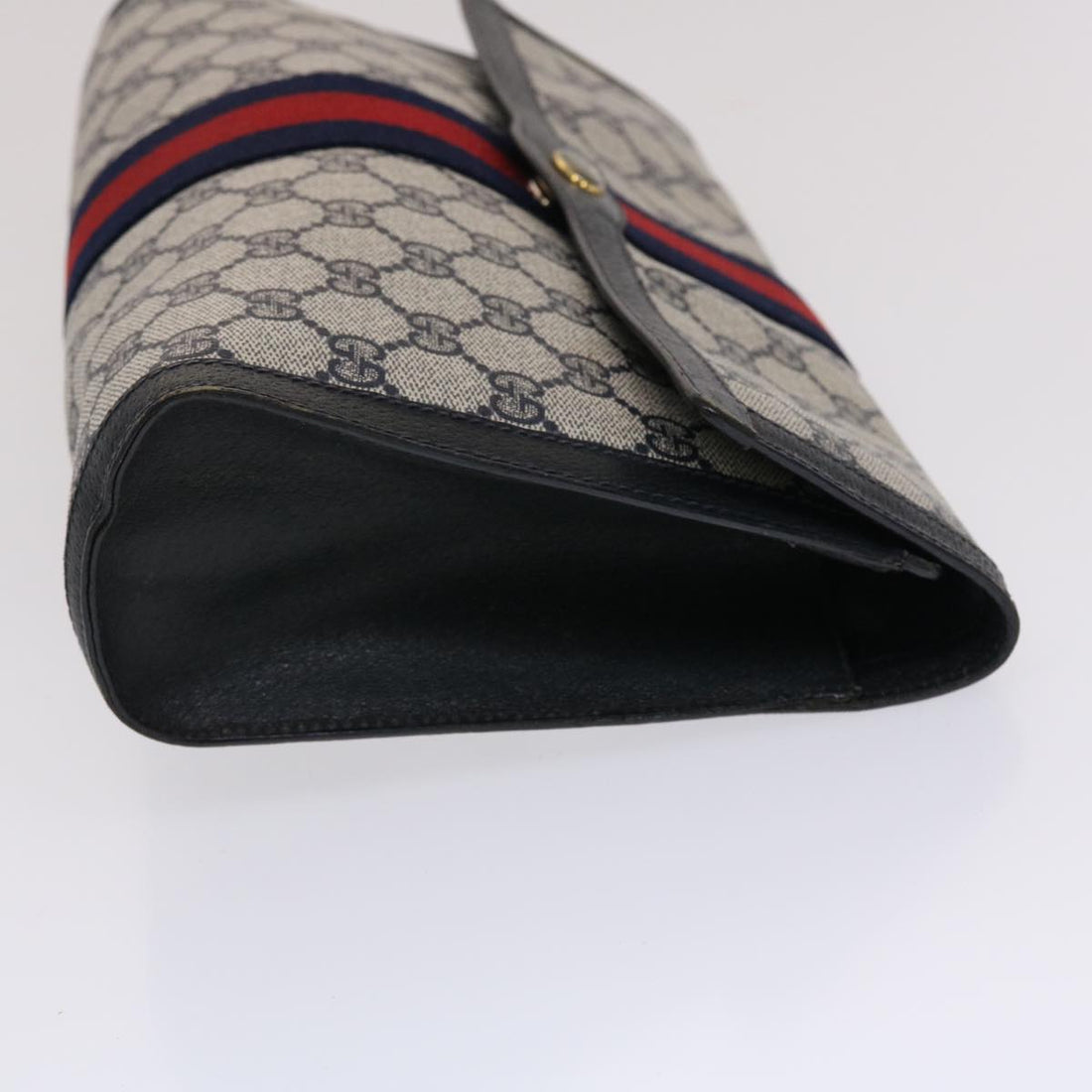 GUCCI VS Canvas Sherry Line Clutch Bag PVC Leather Navy Red