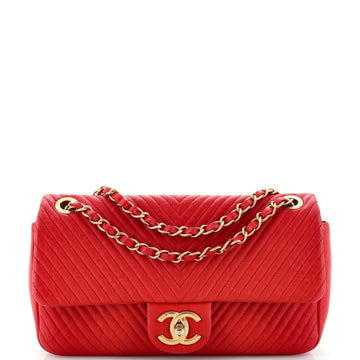 CHANEL Medallion Charm Flap Bag Chevron Wrinkled Lambskin Medium