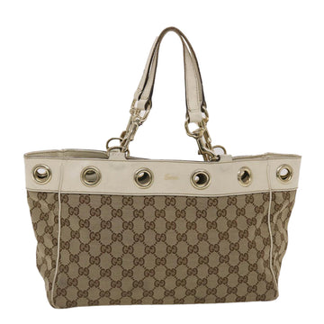 GUCCI VS Canvas Tote Bag Canvas Leather Beige White 162879  49289