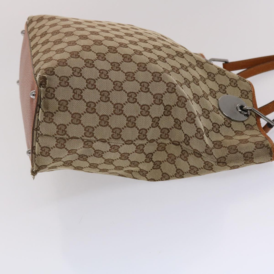 GUCCI VS Canvas Tote Bag Canvas Leather Beige Brown 120836  49290