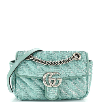 GUCCI GG Marmont Flap Bag Diagonal Quilted Sequins Mini