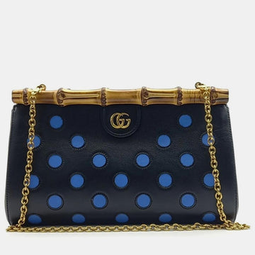 Black Leather Bamboo Shoulder Bag