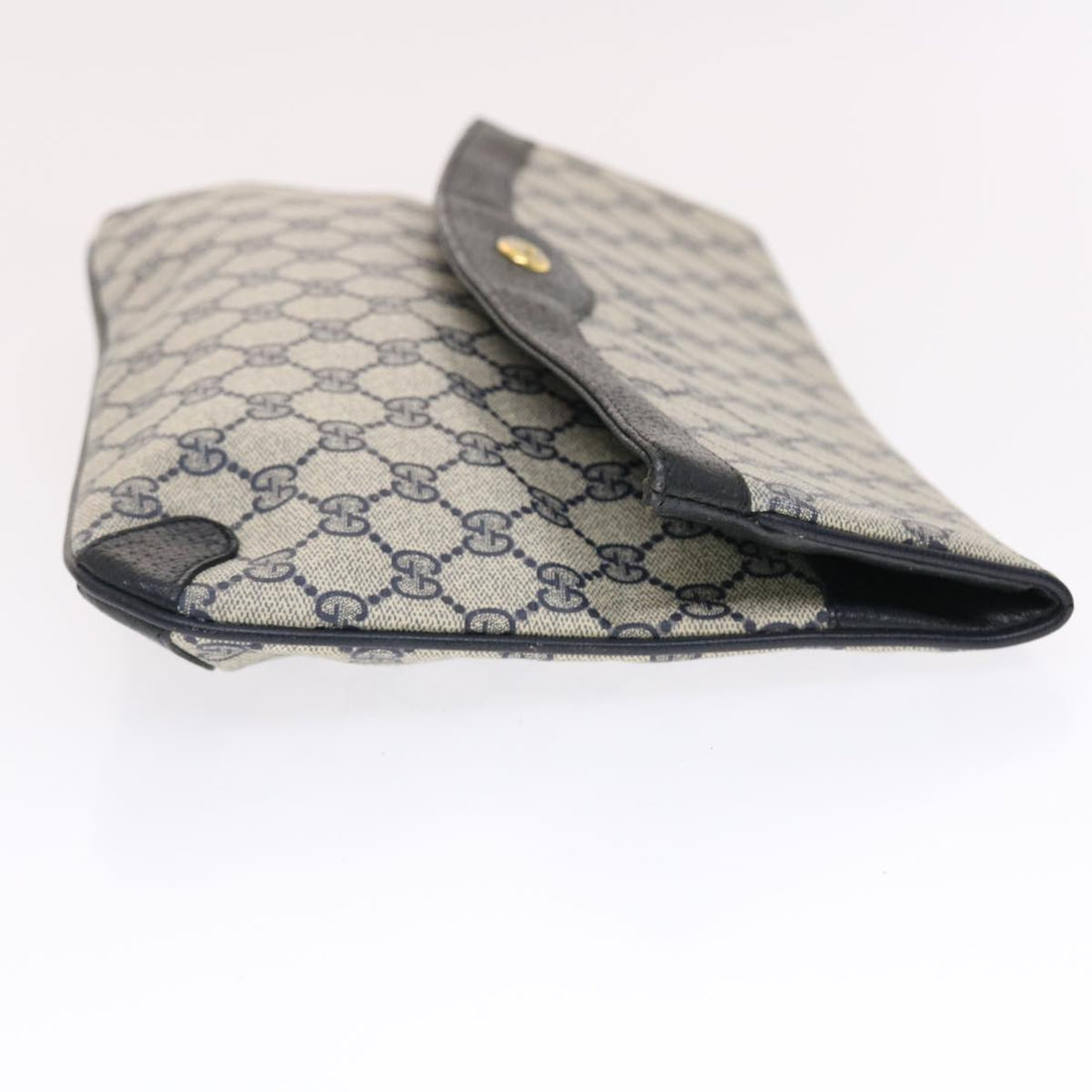 GUCCI VS Canvas Clutch Bag PVC Leather Gray Navy 89 02 075  49798