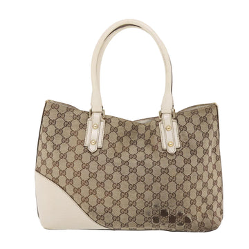 GUCCI VS Canvas Sherry Line Shoulder Bag Beige White