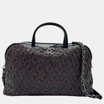 Navy x Bordeaux Leather Handbag