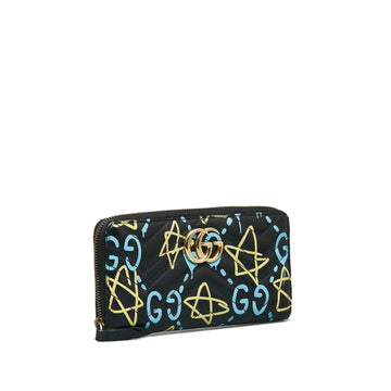GUCCI VS Marmont Ghost Leather Zip Around Wallet Long Wallets