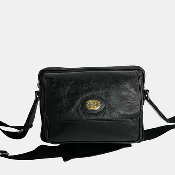 Black Leather Medium Morpheus Crossbody Bag
