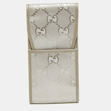 Silver GG Imprime Canvas Cigarette Case