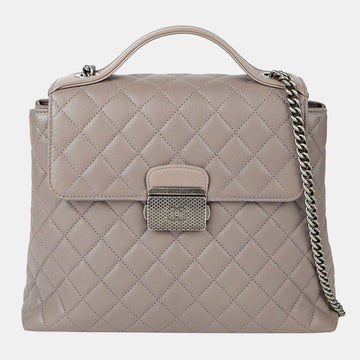 Brown Quilted Goatskin CC University Flap Bag