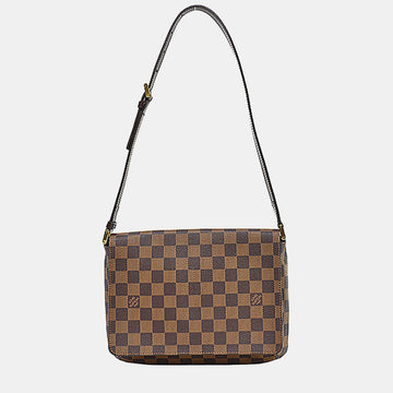 Brown Damier Ebene Canvas Musette Tango Shoulder Bag