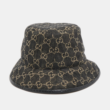 Black GG Web Denim Bucket Hat