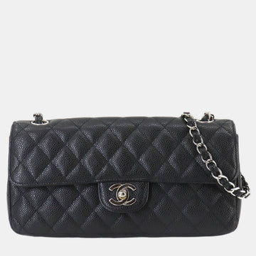 Black Caviar Skin Matelasse Chain Shoulder Bag