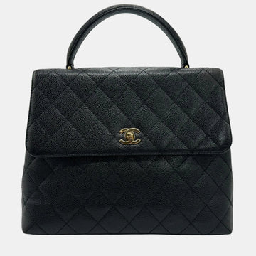 Black Leather Kelly Top Handle Bags