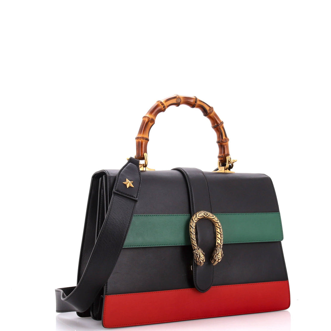 Dionysus Bamboo Top Handle Bag Colorblock Leather Large