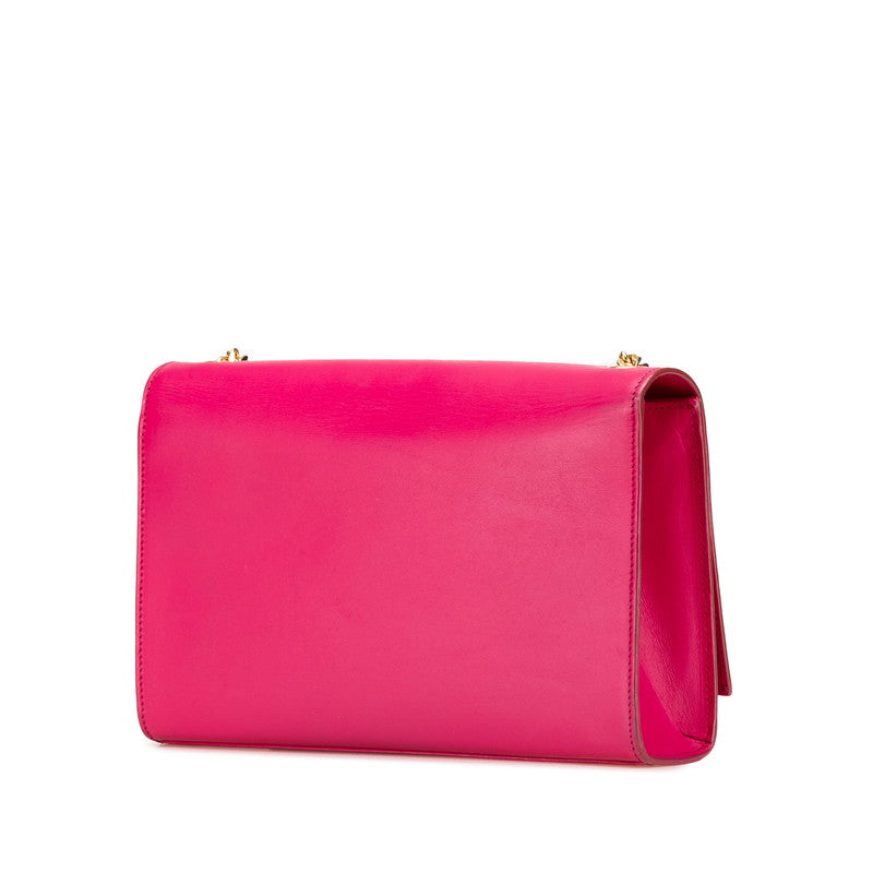 Saint Laurent Pink Leather Logo Tassel Shoulder Bag