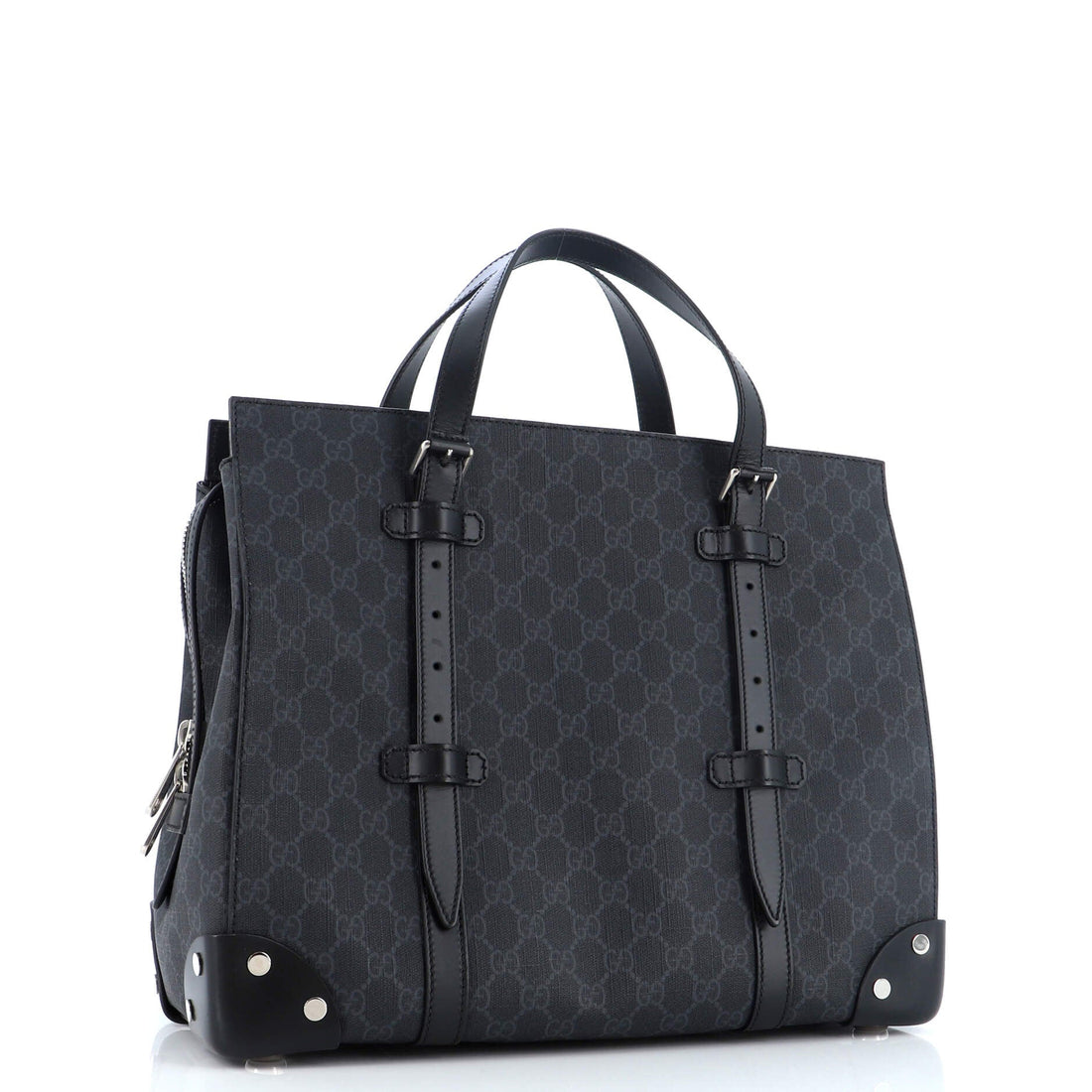 Buckle Travel Tote VS Coated Canvas with Leather Large